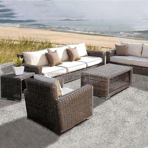 طقم أريكة خارجية عصرية من الراتان بمقاعد 1 و<span class=keywords><strong>2</strong></span> و3 مقاعد، مقاومة للماء بإطار ألومنيوم، أثاث للفناء مناسب للشقق والفلل والفنادق والساحات - Product Image 4