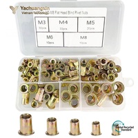Lot de 100 écrous à riveter à tête plate M3 M4 M5 M6 M8 en acier zingué, kit de quincaillerie industrielle