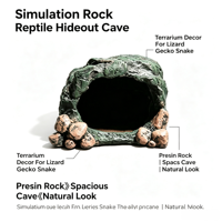 Caverne de simulation en résine pour reptiles, abri décoratif pour terrarium pour lézards, geckos, araignées, ornement d'habitat naturel