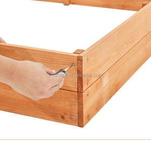 Bac à sable extérieur en bois de cèdre grand format avec sièges pliables toutes saisons pour enfants, housse rouge clair - Product Image 2