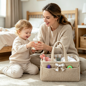 <span class=keywords><strong>Sac</strong></span> de rangement multifonctionnel en polaire Teddy avec nœud papillon, imperméable et portable, pour couches de bébé, grand format, idéal pour les voyages - Product Image 5