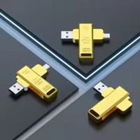 Unidad Flash USB 2.0/3.0 Giratoria de Metal Dorado, OTG 2 en 1 Tipo C, Pendrive de 32GB 64GB 128GB, Suministro al por Mayor