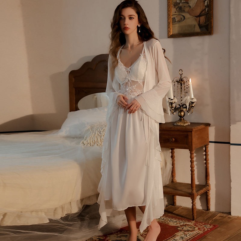 Seda Vestido Largo Pijamas De Vestido Para Mujer Satn Camison