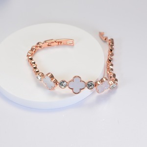Elegant Rose Gold Lucky Charm <b>Bracelet</b> with Mother-of-Pearl CZ Accent Daily Stacking Gift - Product Image 1