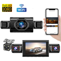 360 °   Caméra de tableau de bord WIF Full View pour voiture, écran 3 pouces 1080P, grand angle, enregistrement 4 canaux, vision nocturne, enregistrement en boucle