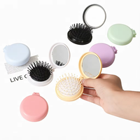 Peigne à air coussin massant pliable en plastique 7 cm, marque privée, miroir portable, sac à air, peigne de coiffure pour filles