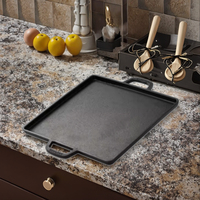 Plaque de cuisson en fonte pré-assaisonnée pour barbecue, traitée à l'huile végétale, pour cuisson extérieure, robuste, pour steak, compatible four