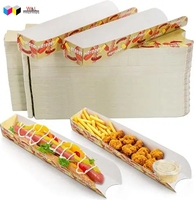 Bandeja de Papel para Empacar Hot Dogs, Desechable, de Grado Alimenticio, con Logotipo Personalizado, Dimensiones Personalizadas, Precio de Fábrica