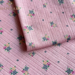 Happeak mềm pointelle 85% <span class=keywords><strong>Polyester</strong></span> 15% rayon vải thoáng khí hoa in đan pointelle vải - Product Image 4