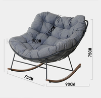 Fauteuil à bascule en métal pour intérieur et extérieur, chaise à bascule surdimensionnée avec coussin rembourré pour balcon, jardin, chambre