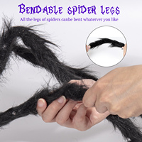 Araña de Peluche Brillante y Espeluznante para Halloween, Juguete Colgante con Telaraña, Decoraciones de Exterior, Adorno Aterrador para Jardín, Patio, Hogar, Casa Embrujada