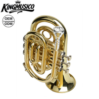 Bb Pocket Trumpet Mini Brass Instrument | Compact Palm Trumpet for Practice, Travel & Beginner Players