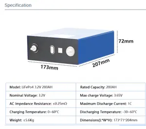 Paragon - DIY Cornex 280ah com parafusos, barras, parafuso, placa de isolamento 3 anos de garantia, DDP isento de impostos