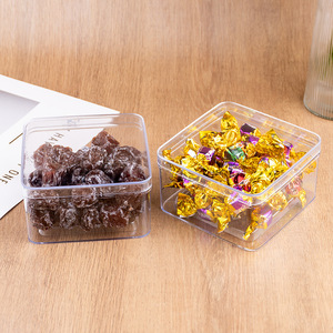 Boîte de rangement carrée en plastique transparent avec couvercle, conteneur de qualité alimentaire pour biscuits, bonbons, collations, emballage cadeau, présentoir - Product Image 3