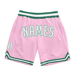Pantalones cortos personalizados de secado rápido con ajuste relajado, pantalones cortos informales rosas con cordón sin costuras