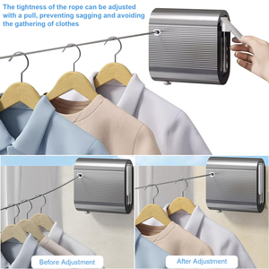Nouvelle corde à linge rétractable murale en acier inoxydable de 4,2 m pour balcon, avec crochets pour sécher les vêtements - Product Image 6