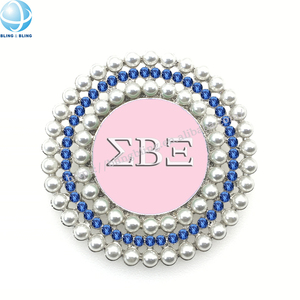 Regalos de recuerdo brillantes Joyería de hermandad griega Rosa Azul Esmalte Rhinestone Cristal 1943 GPD Pins de solapa Gamma Phi Delta Broche - Product Image 3