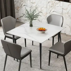 Tavolo da pranzo rettangolare moderno 4 persone Mable tavolo marmorizzato con gambe nere per cucina, soggiorno, ristorante