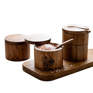Natural Acacia Wooden <b>Storage</b> <b>Jar</b> with Airtight Wooden Cover 250ml Capacity Premium <b>Kitchen</b> Canister <b>for</b> Spice <b>Storage</b> Wholesale - Product Image 6