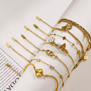 XIXI marchio di dichiarazione impermeabile in oro placcato 18K in acciaio inossidabile misto accessori da <span class=keywords><strong>donna</strong></span> trifoglio gioielli di moda braccialetti a catena - Product Image 2