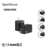 Adaptateur de charge rapide 35W45W65W GaN USB-C avec câble rétractable double port 80W PD 3.0 pour téléphone avec protection OTP OVP OCP