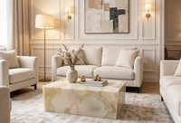 Table basse rectangulaire haut de gamme en pierre de jade verte exquise pour hôtel de luxe, villa, salon, chambre à coucher