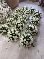 Centre de table en fleurs artificielles de haute qualité, rose en soie rose et blanche, anthurium, hortensia, boule de fleurs pour la décoration de table de mariage, fête
