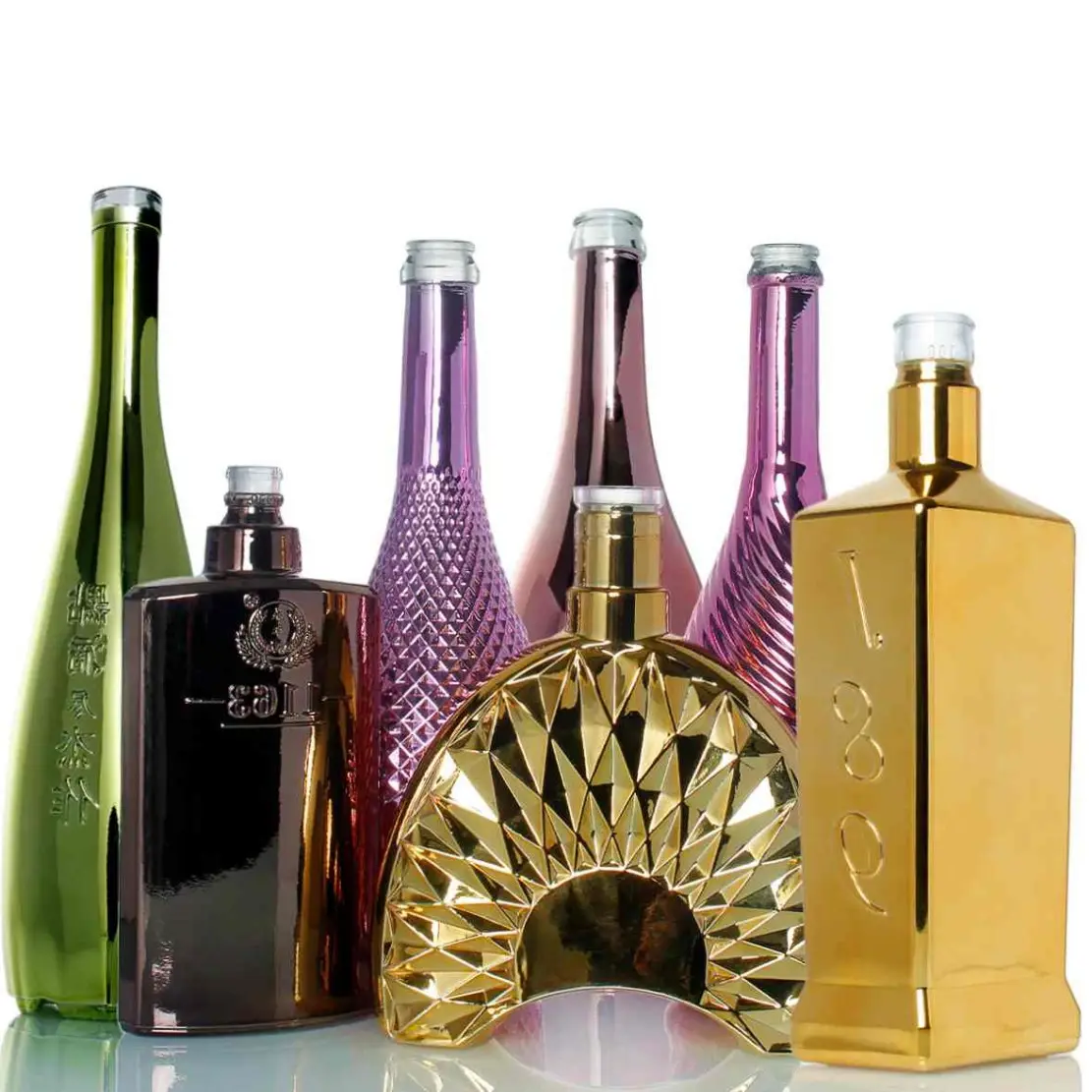 Su misura 750ml 700ml elettrolitica placcato oro lucido liquore champagne tequila vodka bottiglia di vetro