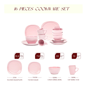 Juego de Platos de Cerámica Rosa de Lujo para Restaurante, 16 Piezas, Precio de Fábrica, Listo para Enviar - Product Image 2