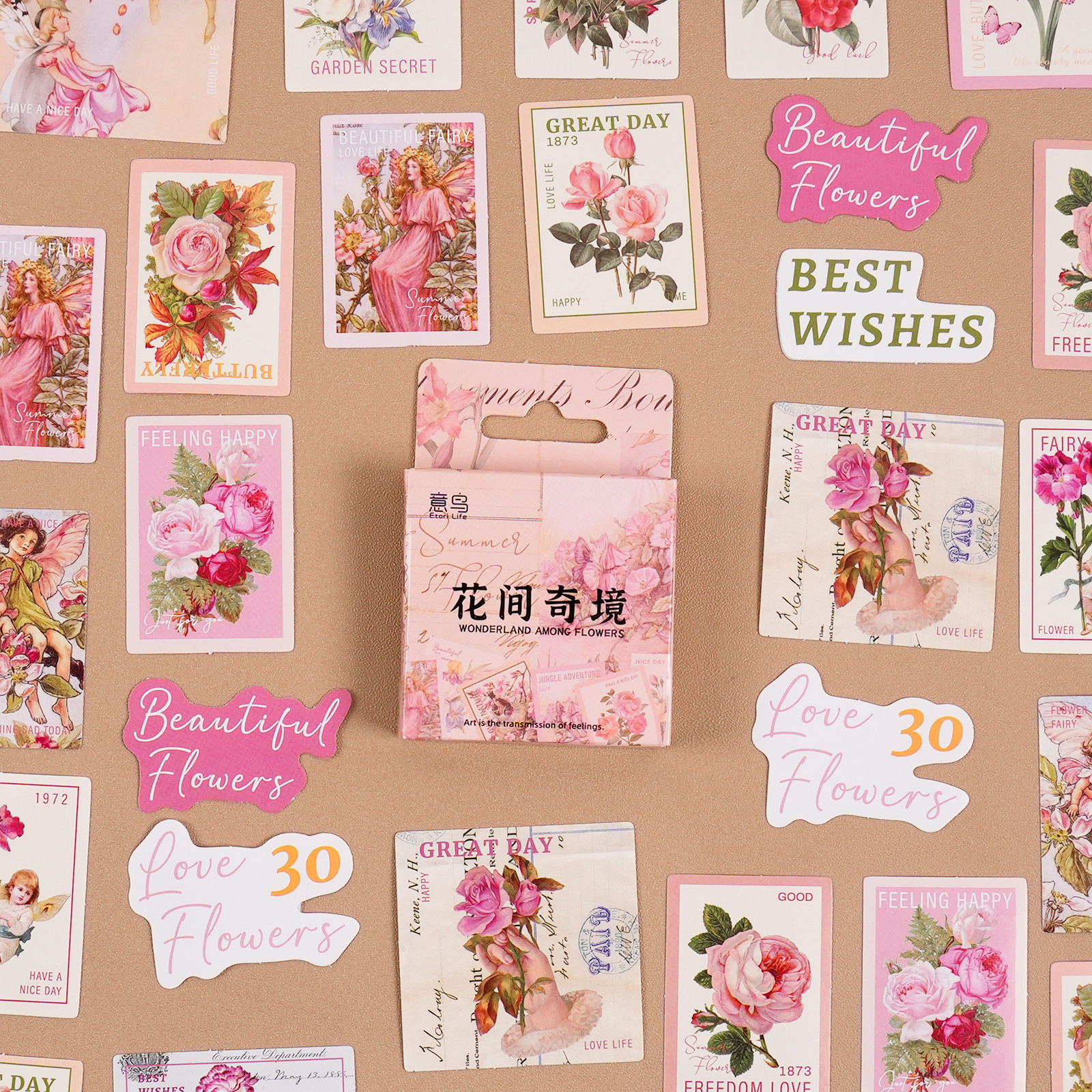30 Sheets Waterproof Flower Stickers - Decorative Vinyl Stickers For Crafts & Decor