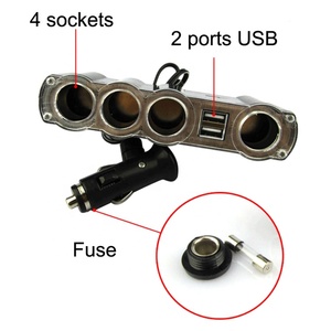Kép USB 2 + 4 cổng cắm adapter sạc phổ xe Extender đa ổ cắm 12-24V tự động ổ cắm xe Thuốc lá nhẹ hơn 4 chiều - Product Image 3