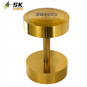 Haltères en or sur mesure SK Wholesale <span class=keywords><strong>20</strong></span> kg 30 kg 50 kg de haute qualité, poids libres pour la musculation en salle de sport - Product Image 4