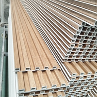 Panel Dinding WPC Motif Kayu, Tahan Air, Beralur, Dekoratif untuk Eksterior Hotel dan Kantor