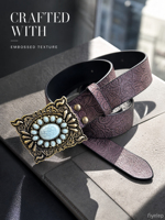 Ceinture décontractée pour femmes en PU décorée de strass blancs avec boucle en alliage d'aluminium, ceinture rétro tendance