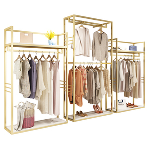 Özel paslanmaz çelik bez ekran standları kadın kıyafetleri ekran rafları Metal perakende butik altın kıyafet rafı - Product Image 5