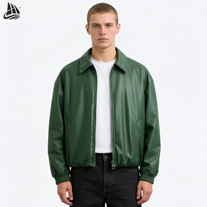 <span class=keywords><strong>Giacca</strong></span> di pelle Bomber antivento bianca <span class=keywords><strong>verde</strong></span> chiaro con colletto della <span class=keywords><strong>camicia</strong></span> personalizzato per gli uomini - Product Image 1