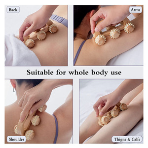 Kit alat pijat punggung portabel, rol giok kayu padat, pemijat Kayu genggam untuk pereda nyeri otot kustom pabrik - Product Image 5