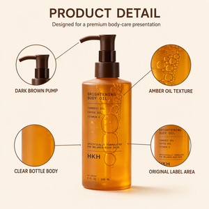 Huile Corporelle Éclaircissante et Nourrissante Bio HKH 240ml pour Peaux Éclatantes, Tous Types de Peau, Vitamine E, Marque Privée OEM - Product Image 3