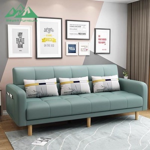 Sofá Cama Futón Acolchado y Elegante Wayon, Sofá <span class=keywords><strong>de</strong></span> Dos Plazas Multifuncional con <span class=keywords><strong>Patas</strong></span> <span class=keywords><strong>de</strong></span> <span class=keywords><strong>Madera</strong></span> para Sala <span class=keywords><strong>de</strong></span> Estar - Product Image 1