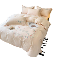 Juego de Ropa de Cama de Lujo 2025, 100% Algodón de Felpa, 500 Hilos, Refrescante, Plegable, Ecológico, Estilo Europeo, 4 Piezas, Bordado Vintage a Rayas