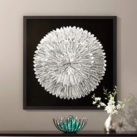 Peinture à l'huile créative personnalisée avec plumes dorées, pour décoration murale
