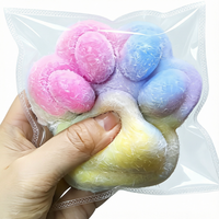 Jouet anti-stress en forme de patte de chat floquée, dégradé arc-en-ciel, 12 cm, en TPR, mignon, pour la décompression
