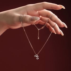 Dylam Cute Letter <b>Initial</b> Alphabet -S- <b>Pendant</b> Necklace for Women As Birthday Gifts Non Tarnish 5A Zirconia Jewelry - Product Image 2