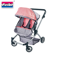 Poussette double Dollri Starri Deluxe avec siège convertible, roues avant pivotantes et guidon réglable, jouets pour poussette