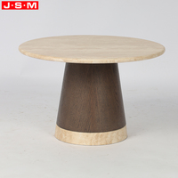 Table basse ronde moderne en bois avec plateau en pierre pour salon, fabriquée en Chine