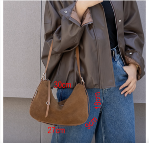 Ando <b>Bag</b> Women's Genuine Cowhide Leather Hobo <b>Shoulder</b> <b>Bag</b> with Adjustable <b>Strap</b> and Zipper Closure - Product Image 3