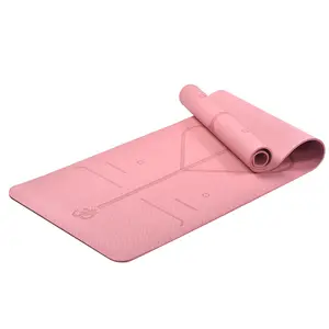 Toptan özel çift katmanlı kaymaz TPE Yoga matı 6mm Anti gözyaşı açık spor kauçuk Yoga Mat