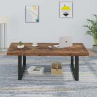 Amérique du Nord 1.2m Chêne Brun Rustique Salon Table Basse Convertible Lumière Luxe Moderne Angle Droit Usine Source