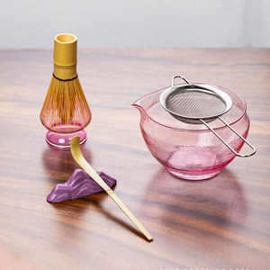 Ensemble de thé en <span class=keywords><strong>verre</strong></span> martelé pour <span class=keywords><strong>matcha</strong></span>, style japonais, tasse de cérémonie du thé avec bec verseur pour fouetter le <span class=keywords><strong>matcha</strong></span>, accessoires de thé pour débutants - Product Image 1