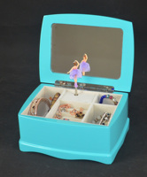 Boîte de rangement multi-compartiments en bois écologique gravée avec une ballerine et un miroir pour filles